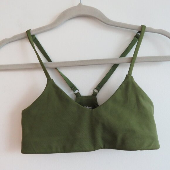 GIRLFRIEND COLLECTIVE V-Neck Bralette in Clover Green Sports Workout - XXS - Picture 2 of 12